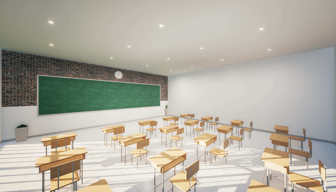 3d rendering of classroom for education concept and background.